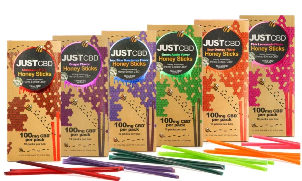 JustCBD Honey Sticks 100mg Pack (10 sticks) - Green Apple